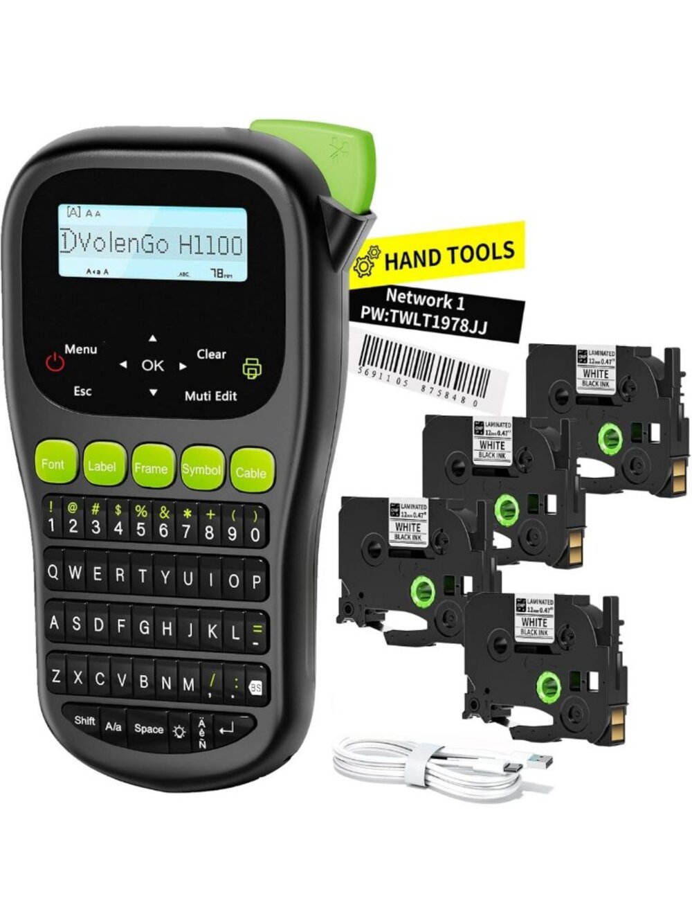 Waterproof Label Maker Machine with 4 Tapes - Versatile DIY Labeling Tool